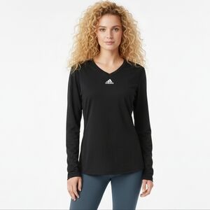 Adidas Climalite Black Long Sleeve V-Neck Tee L